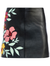 ALICE AND OLIVIA RILEY EMBROIDERED VEGAN LEATHER SKIRT