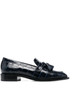 STUART WEITZMAN CROCODILE-EFFECT TASSELED LOAFERS