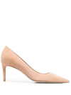 Stuart Weitzman Decolt In Camoscio Beige Tacco 75 Mm In Nude