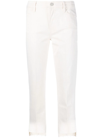 Frame Le High Straight Cropped Jeans In Chalk White