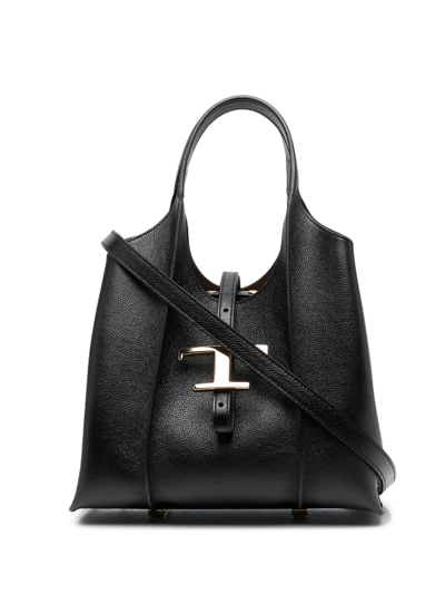 Tod's Timeless Logo-plaque Tote Bag In Black