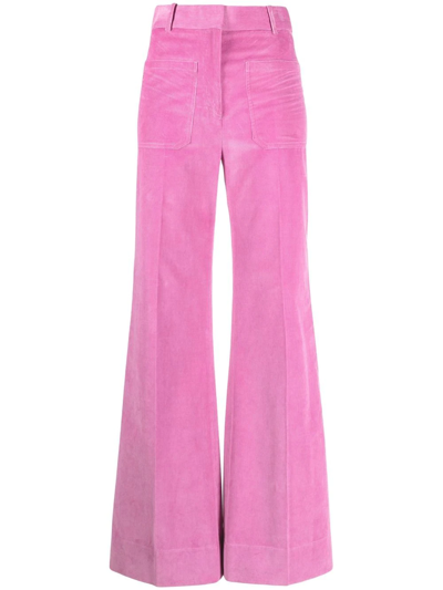 Victoria Beckham Alina Corduroy Wide-leg Trousers In Lilac