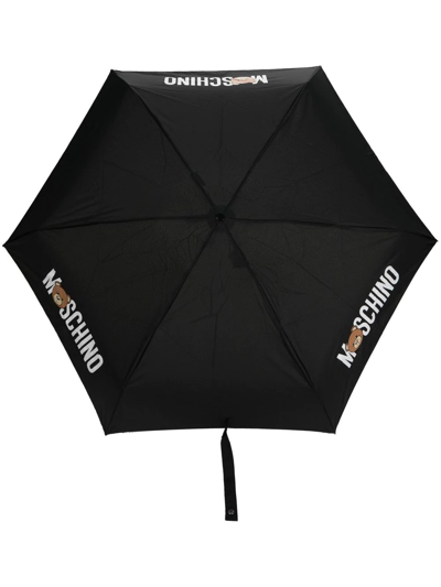 Moschino Logo-print Umbrella In Schwarz