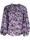 Isabel Marant Woman Brunille Blouse In Purple Floral Silk In Violett