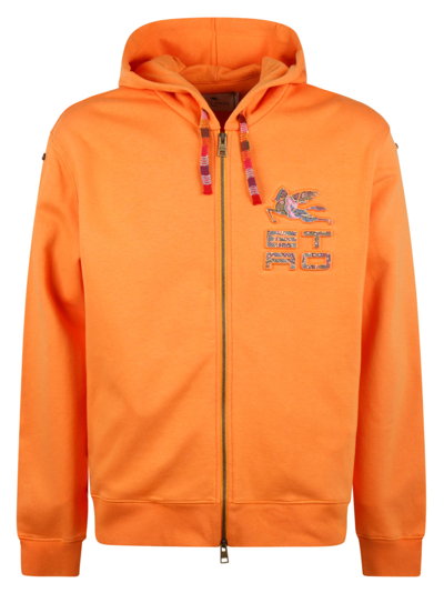 Etro Zip Logo Hoodie In Orange