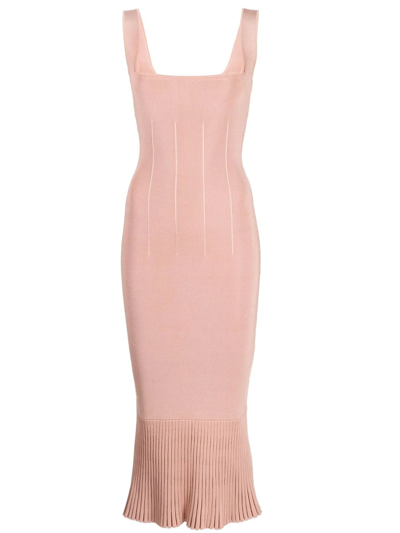 Galvan Atalanta Peplum Midi Dress In Blush