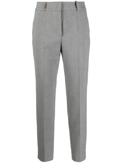 Peserico Cropped Tailored Trousers In Grey