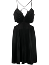 A.l.c Ari Pleated Open-back Minidress In Black