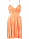 A.l.c Ari Pleated Open-back Mini Dress In Orange
