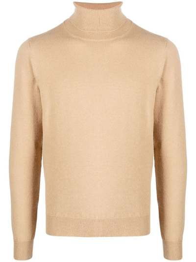 Malo Roll Neck Cashmere Sweater In Nude