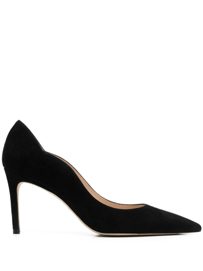 Stuart Weitzman Stuart 100mm Patent Leather Scallop Pumps In White.