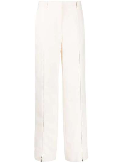 Nina Ricci Zip-cuff Straight Leg Trousers In Beige