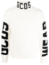 Gcds Intarsia-knit Logo Roll-neck Jumper In White