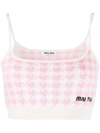 MIU MIU HOUNDSTOOTH PATTERN KNITTED VEST TOP