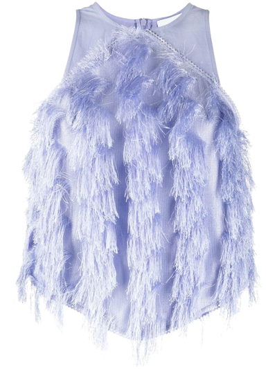Ganni Fringe-detail Sleeveless Top In Pink & Purple