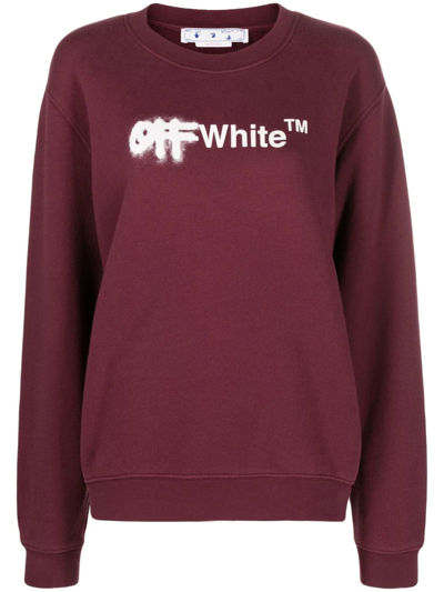 Off-white Logo-print Crew-neck Sweatshirt In Burgundy White