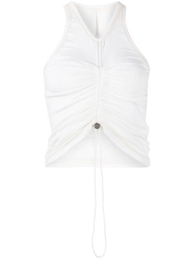 Dion Lee Sheer Gathered-front Tank Top In White