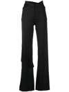 Heliot Emil Asymmetric Wide-leg Trousers In Black