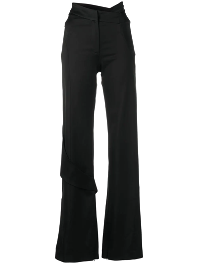 Heliot Emil Asymmetric Wide-leg Trousers In Black