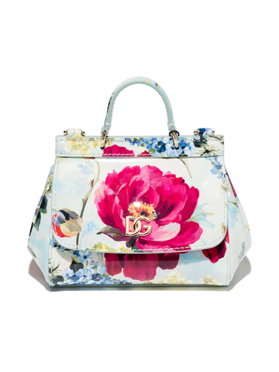Dolce & Gabbana Kids' Floral-print Shoulder Bag In Blue