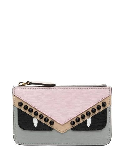 Pre-owned Fendi Bag Bugs Coin Purse In Grey