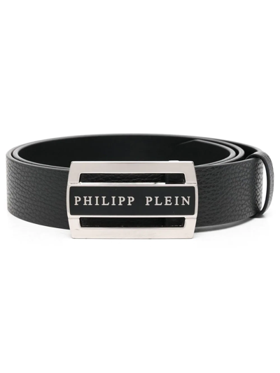 Philipp Plein Logo标牌皮质腰带 In Black