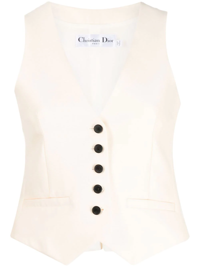 Pre-owned Dior  V-neck Wasitcoat In White