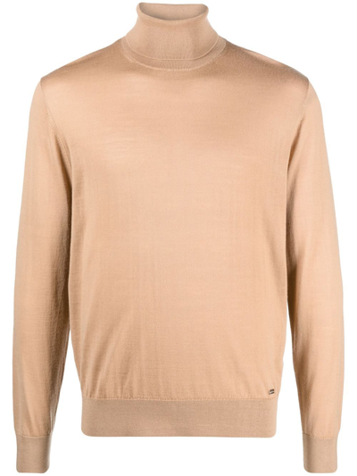 Dsquared2 Roll-neck Wool Jumper In Brown