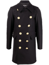 Dsquared2 Black Coat With Double-breasted Fastening And Branded Buttons In Wool Man In Black