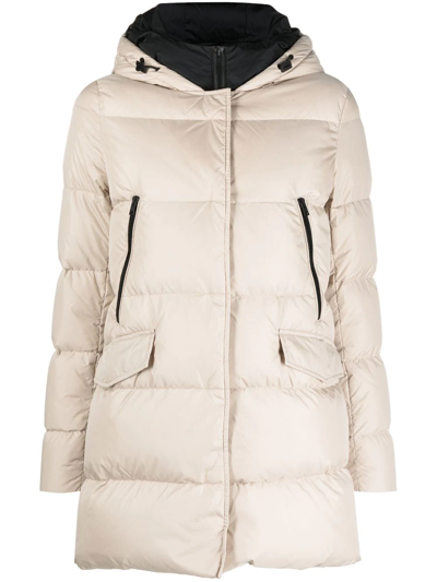 Herno Hooded Puffer Coat In Neutrals