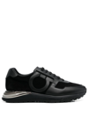 Ferragamo Gancini-patch Lace-up Sneakers In Black