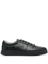 FERRAGAMO GANCINI-EMBOSSED LEATHER SNEAKERS