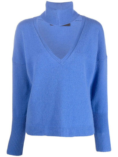 Federica Tosi Blue Detachable-collar V-neck Jumper