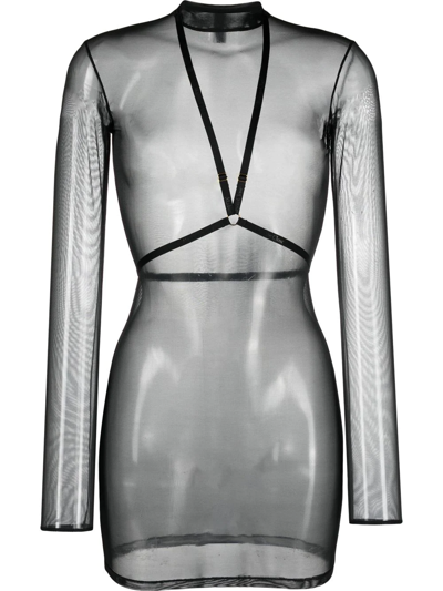 Maison Close Harness-detailed Mesh Dress In Black