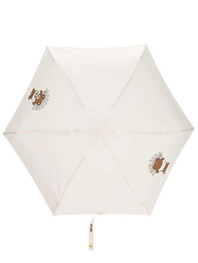 Moschino Logo-print Umbrella In Neutrals