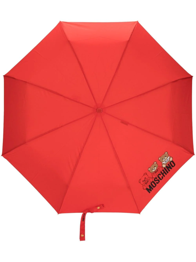 Moschino Teddy Logo-print Umbrella In Red