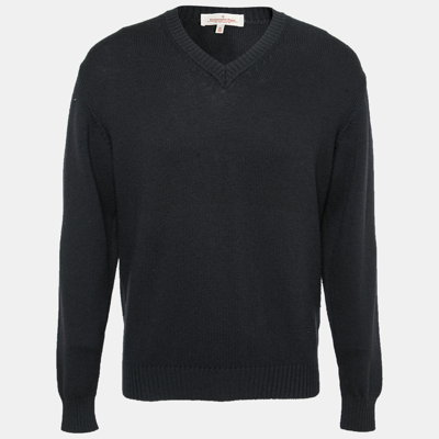 Pre-owned Z Zegna Navy Blue Wool V Neck Long Sleeve Sweater M