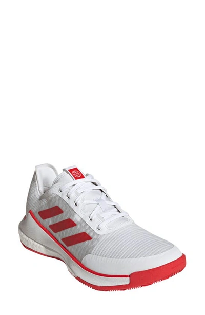 Adidas Originals Crazyflight Activewear Sneaker In White/ Vivid Red/ Vivid Red