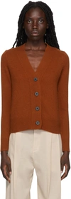 Vince Shrunken Button Cashmere Cardigan In Orange