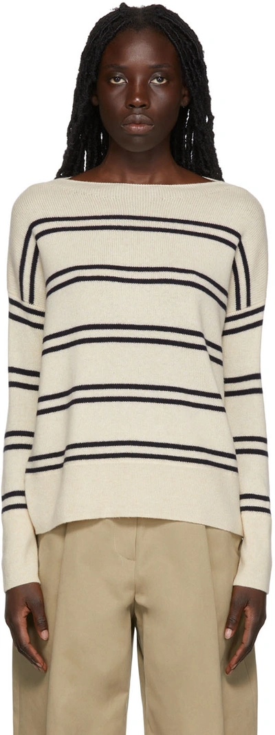Vince Striped Wool And Cashmere-blend Sweater In Cream