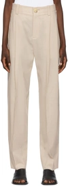 Vince Pleated-front Tapered High-waist Trousers In Pale Fawn