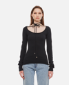 Attico Heather Cotton Blend Sweater In Black