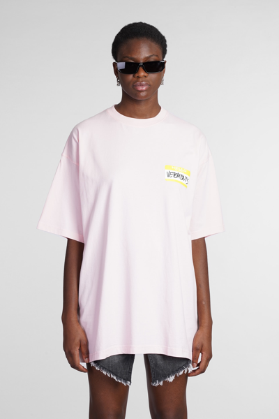 Vetements T-shirt In Rose-pink Cotton