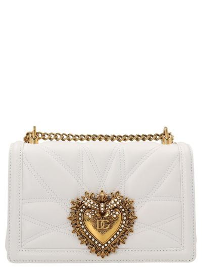 Dolce & Gabbana Devotion Logo Plaque Shoulder Bag In White