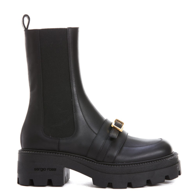 Sergio Rossi Buckled Ankle Boots In Negro