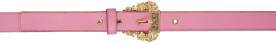 Versace Jeans Couture Pink Baroque Buckle Belt In E416 Rose