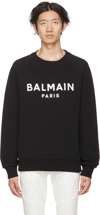 Balmain Logo Flocked Cotton Jersey Sweatshirt In Black,white