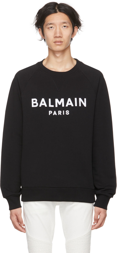 Balmain Logo-print Longsleeved T-shirt In Noir Blanc