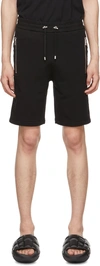 Balmain Logo Flocked Organic Cotton Sweat Shorts In 0pa Noir