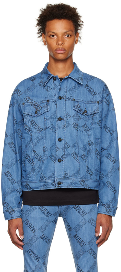 Versace Jeans Couture Blue Print Denim Jacket | ModeSens